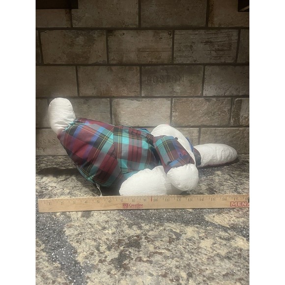 Department 56 Nylon Easter Bunny Rabbit W Tie Plush Stuffed Animal Puffalump 10” - Picture 11 of 11